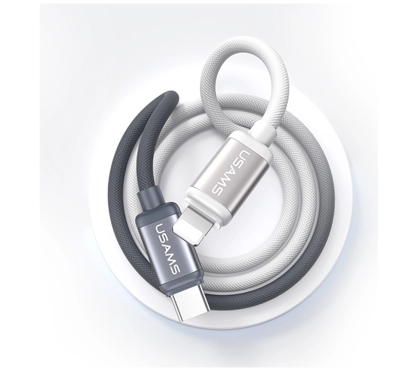 USAMS Bicolor Series PD 30W USB-C do Lightning 1,2m Czarno-biały