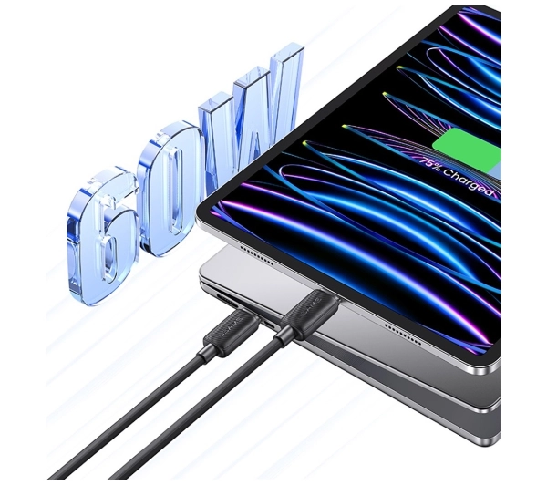 USAMS KY Series 60W USB-C do USB-C 1m Czarny