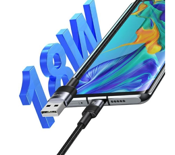 USAMS USB do USB-C 3A 1,2m Fast Charging Stalowy
