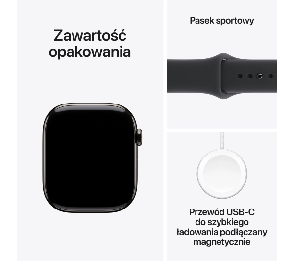 Apple Watch Series 11 GPS + Cellular 42mm Tytan Łupek Pasek sportowy Czarny M/L - Kup na Raty - RRSO 0%