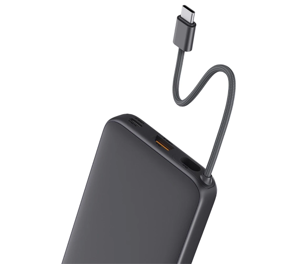 Aukey Spark Sling Lite Slim PB-Y53P 10000mAh 15W Wbudowany kabel USB-C Szary - ⚡ EURO HIT CENOWY! ⚡