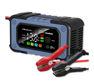 Qoltec 52486 Inteligentna mikroprocesorowa 12V / 7A  Prostownik do akumulatora AGM LiFePO4 GEL z funkcją naprawy