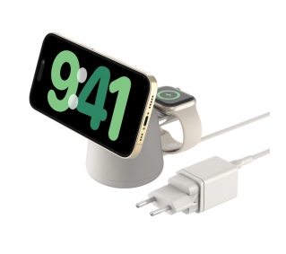 Belkin 2w1 Qi2 15W do iPhone AppleWatch AirPods Kremowy - Kup na Raty - RRSO 0%
