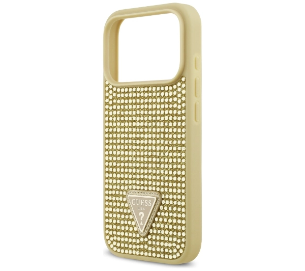 Guess Rhinestone Triangle Logo do iPhone 17 Pro złoty
