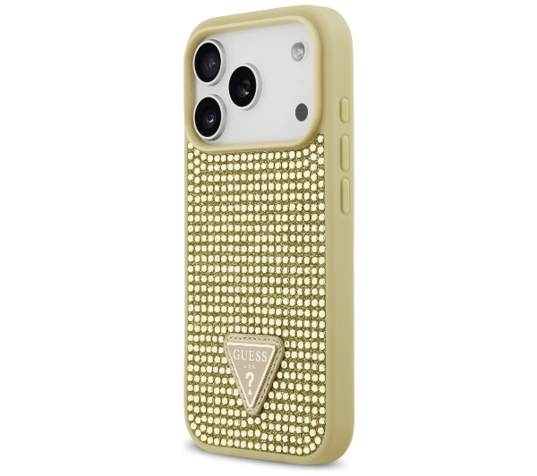 Guess Rhinestone Triangle Logo do iPhone 17 Pro złoty