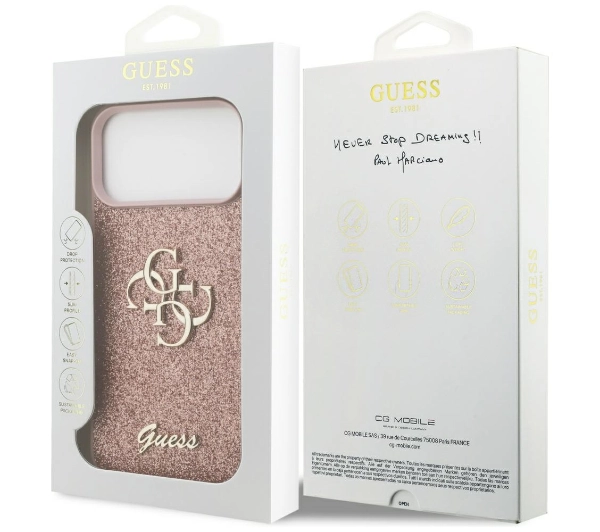 Guess Fixed Glitter Big 4G do iPhone 17 Pro Max różowy