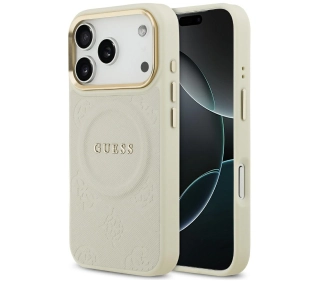 Guess Peony Hot Stamp MagSafe do iPhone 17 Pro beżowy