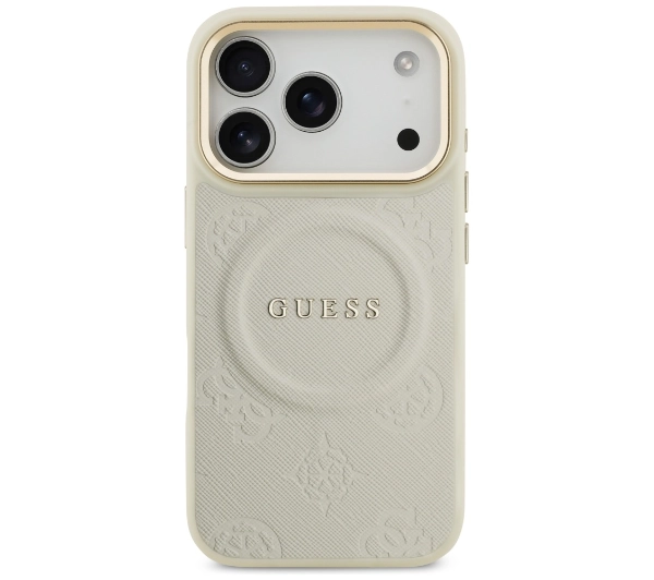Guess Peony Hot Stamp MagSafe do iPhone 17 Pro beżowy