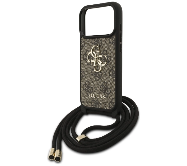 Etui Guess 4G Big Logo Cord Stap Crossbody do iPhone 17 Pro brązowy