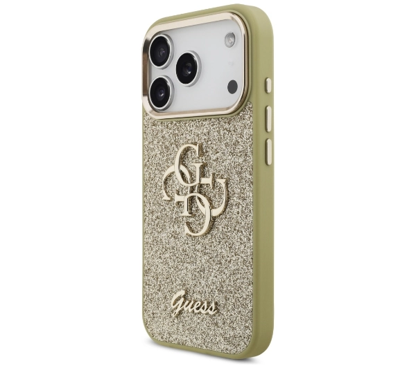 Guess Fixed Glitter Big 4G Metal Frame do iPhone 17 Pro złoty