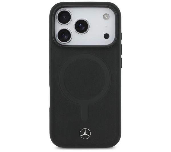 Mercedes-Benz Plain Smooth Leather MagSafe do iPhone 17 Pro czarny