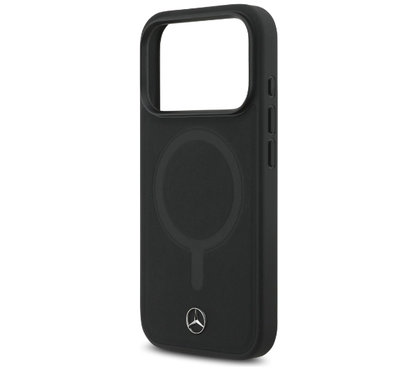 Mercedes-Benz Plain Smooth Leather MagSafe do iPhone 17 Pro czarny