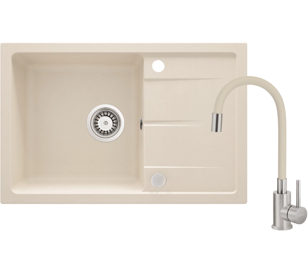 Zlewozmywaki z baterią - Deante ZRD5113 Beżowy + bateria BOC5720 Beżowy