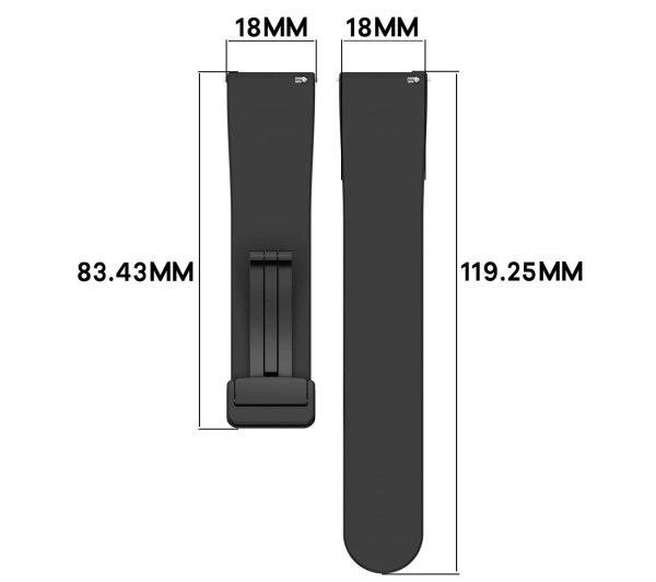 Bizon Strap Watch Silicone L Quick Release 18mm Czarny