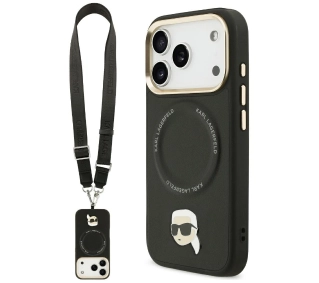Karl Lagerfeld Big Strap Karl Metal Logo MagSafe do iPhone 17 Pro Max Czarny