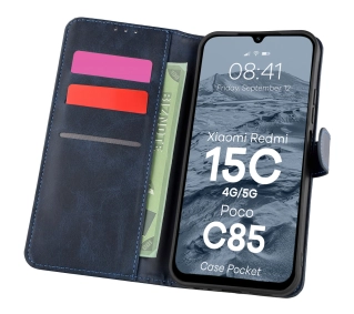 Bizon z klapką Pocket do Xiaomi Redmi 15C 4G / 5G / POCO C85 4G Niebieski