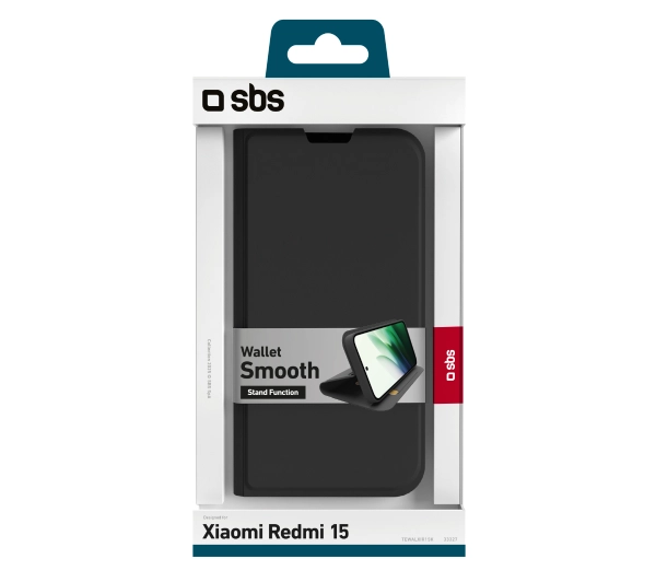 SBS Wallet Smooth do  Xiaomi Redmi 15 Czarny