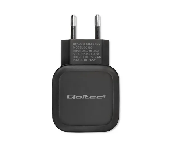 Qoltec 50185 2x USB-A 12W Czarny