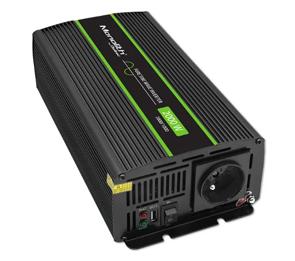 Przetwornica QOLTEC Monolith 12V na 230V 1000W/2000W Czysta sinusoida Czarny