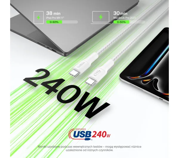 Belkin BoostCharge Pro USB-C do USB-C 240W 2m Biały