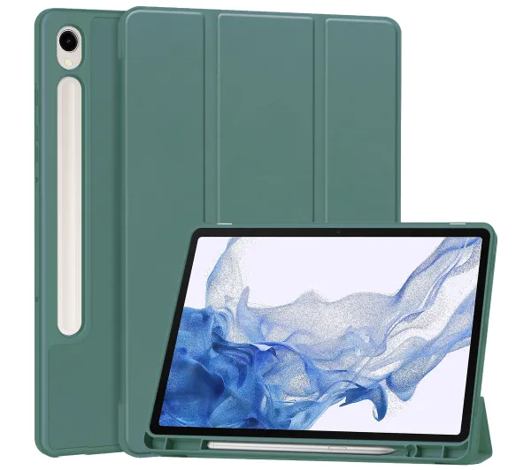 Bizon Case Tab Lizard z klapką do Samsung Galaxy Tab S9 Ciemnozielony