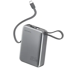 4smarts Pocket Dual Cord 20000mAh 22,5W Wbudowany kabel USB-C Szary