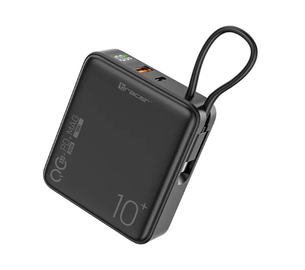 Tracer Scout 10000mAh Magnetic PD QC 22,5W Czarny