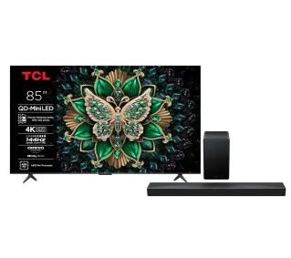 TCL 85C6K 85" QD-Mini LED 4K 144Hz Google TV Dolby Vision IQ Dolby Atmos HDMI 2.1 DVB-T2 + Soundbar TCL Q65H - Kup na Raty - RRSO 0%