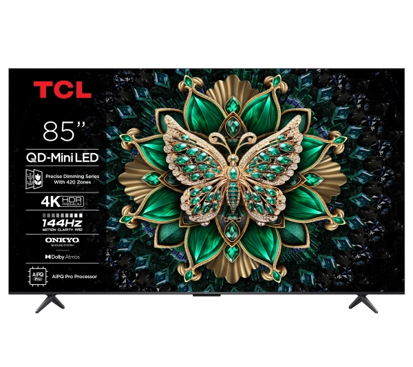 TCL 85C6K 85" QD-Mini LED 4K 144Hz Google TV Dolby Vision IQ Dolby Atmos HDMI 2.1 DVB-T2 + Soundbar TCL Q65H - Kup na Raty - RRSO 0%
