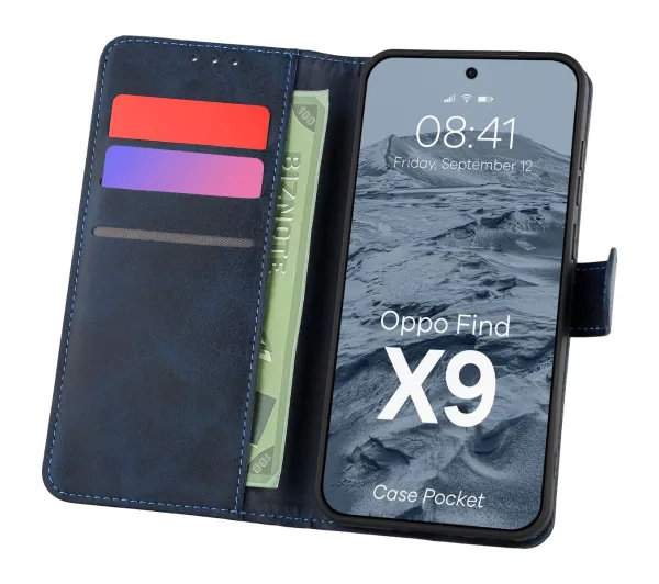 Bizon z klapką Pocket do Oppo Find X9 Granatowy