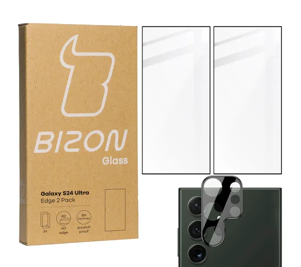 Bizon 2x Szkło + szybka na aparat Edge 2 Pack do Samsung Galaxy S24 Ultra