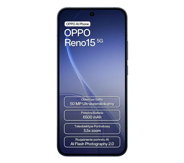 OPPO Reno15 5G 8/512GB 6,59" 120Hz 50Mpix Granatowy - Kup na Raty - RRSO 0%