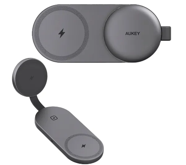 Aukey LC-MC314 3w1 MagFusion Qi2.2 25W Szaro-czarny
