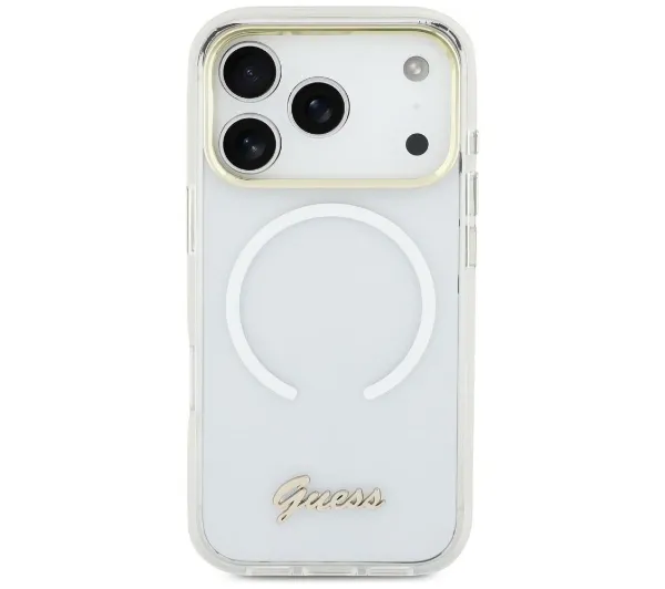 Guess IML Gradient Script Metal MagSafe do iPhone 17 Biały