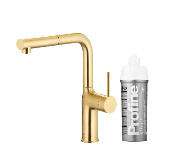 Baterie kuchenne - KFA Armatura Duero Pure Move Pull-Out 6623-424-39 Jasne złoto Stal szlachetna