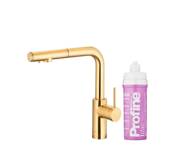 Baterie kuchenne - KFA Armatura Duero Pure Basic Pull-Out 6623-115-39 Jasne złoto Stal szlachetna