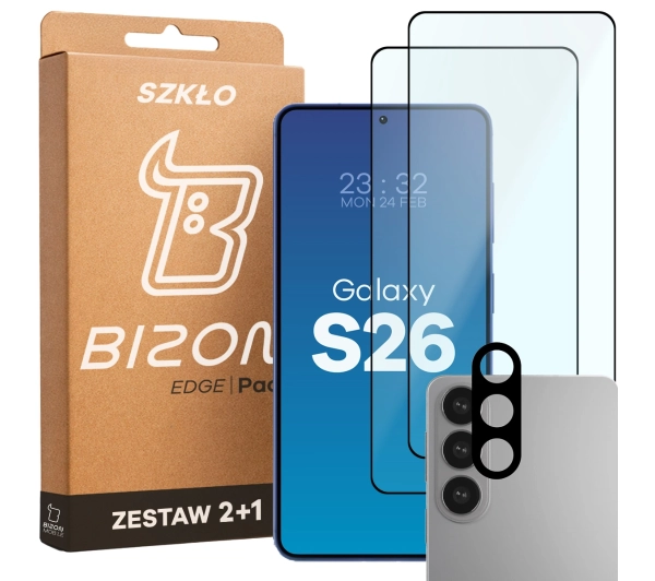Bizon Szkło + szybka na aparat Glass Edge Pack do Galaxy S26 2 sztuki