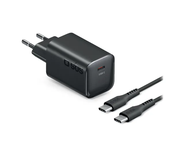 SBS Mini GaN PD USB-C 65W Czarny + kabel USB-C