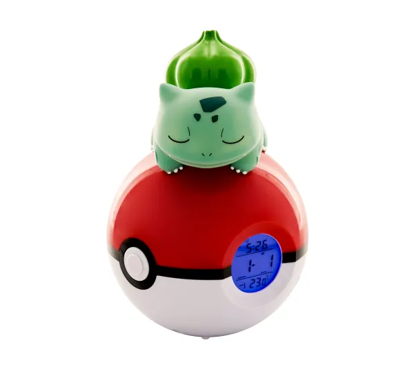 Teknofun Pokémon z figurką Bulbasaura na Pokéballu Lampka nocna z zegarkiem i radiem FM