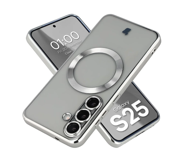 Bizon Case GuardO do Galaxy S25 Srebrny