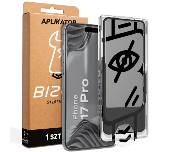 Bizon prywatyzujące z ramką montażową Glass Aplikator Shadow do iPhone 17 Pro 1 zestaw
