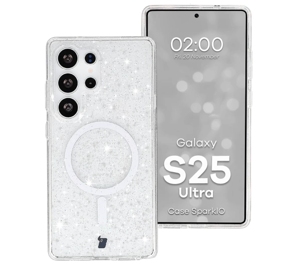 Bizon Case SparklO do Galaxy S25 Ultra Przezroczyste z Brokatem