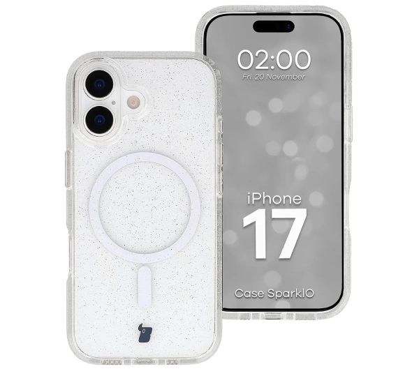 Bizon Case SparklO do iPhone 17 Przezroczyste z Brokatem