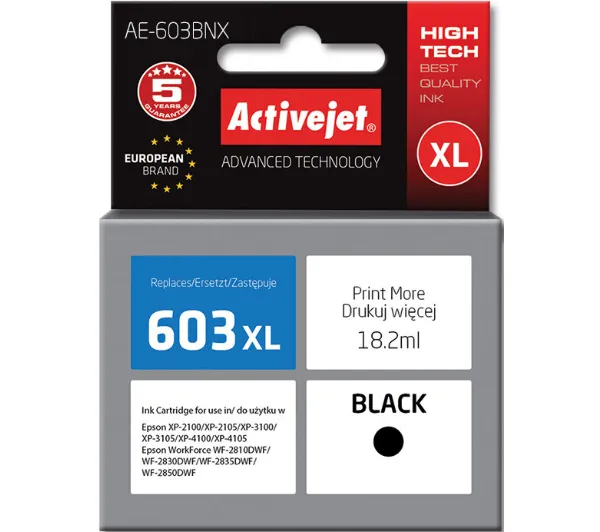 ActiveJet AE-603BNX (zamiennik 603XL) Czarny 18,2 ml