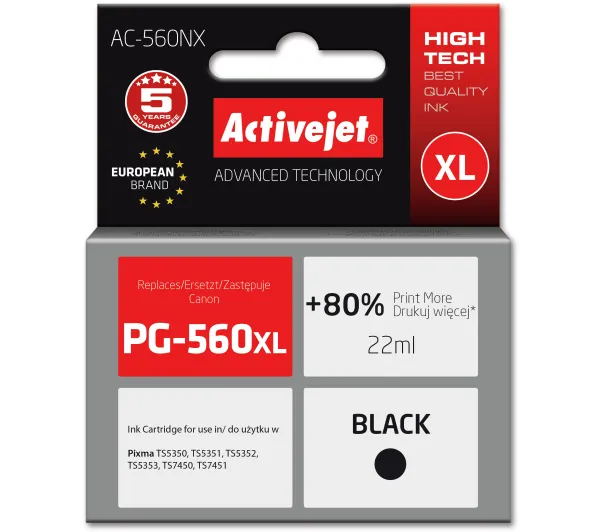 ActiveJet AC-560NX (zamiennik PG-560XL) Czarny 22 ml