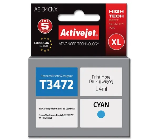 ActiveJet AE-34CNX (zamiennik 34XL T3472) Błękitny 14 ml