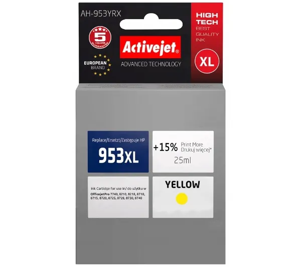 ActiveJet AH-953YRX (zamiennik 953XL) Żółty 25 ml