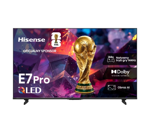 Hisense 75E7S PRO 75" QLED 4K 144Hz Smart TV Funkcje AI Dolby Vision Doby Atmos HDMI 2.1 DVB-T2