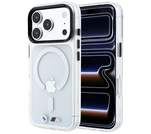 BMW M IML Glossy Metal Logo & Trims MagSafe do iPhone 18 Pro / 17 Pro Przezroczysty