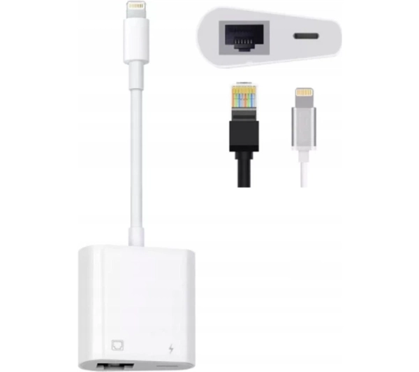 Adapter Przejściówka Hub Kabel Lightning Ethernet Rj45 LAN iPhone iPad